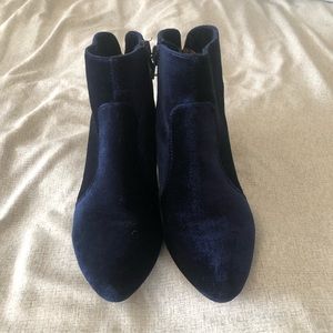 Navy blue suede booties